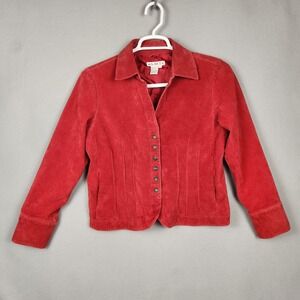 A.M.I. Jacket Womens Large Red 100% Leather Button Up Fitted Western Style